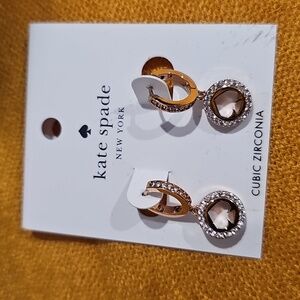 KATE SPADE Spot the Spade Pave Huggie Earrings in Rose Gold